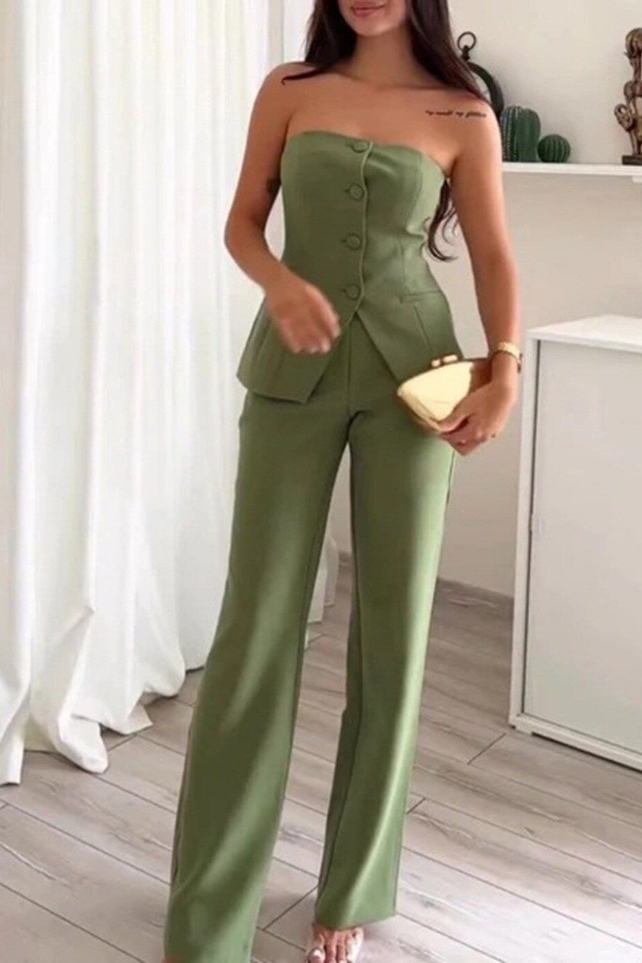 Aline | Stilvoller Trägerloser Jumpsuit für den Sommer – Leicht und bequem