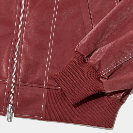 Winthra | Übergroße Jacke mit Roten Kontrastnähten für Männer