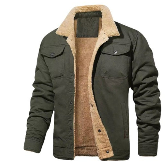 Sherdo | Gefütterte Herrenjacke mit Knopfverschluss – Praktische Taschen für den Alltag