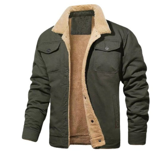 Sherdo | Gefütterte Herrenjacke mit Knopfverschluss – Praktische Taschen für den Alltag