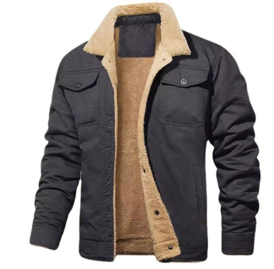 Sherdo | Gefütterte Herrenjacke mit Knopfverschluss – Praktische Taschen für den Alltag