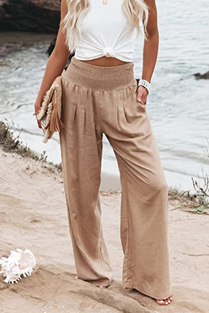 Midio | Hochtaillierte Damenhose aus Baumwolle und Leinen - Bequemer & Stilvoller Look
