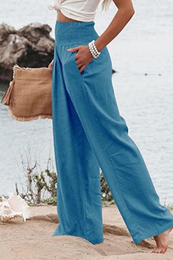 Midio | Hochtaillierte Damenhose aus Baumwolle und Leinen - Bequemer & Stilvoller Look