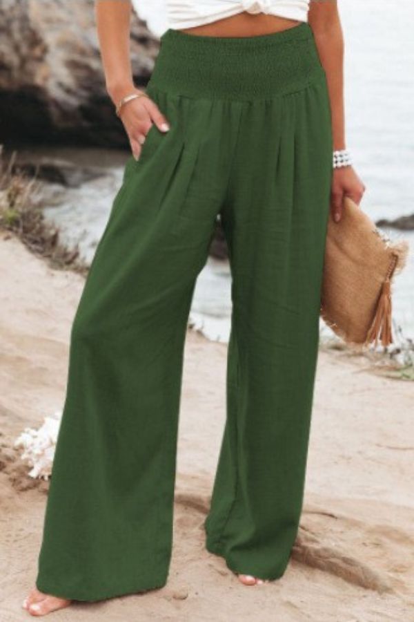 Midio | Hochtaillierte Damenhose aus Baumwolle und Leinen - Bequemer & Stilvoller Look