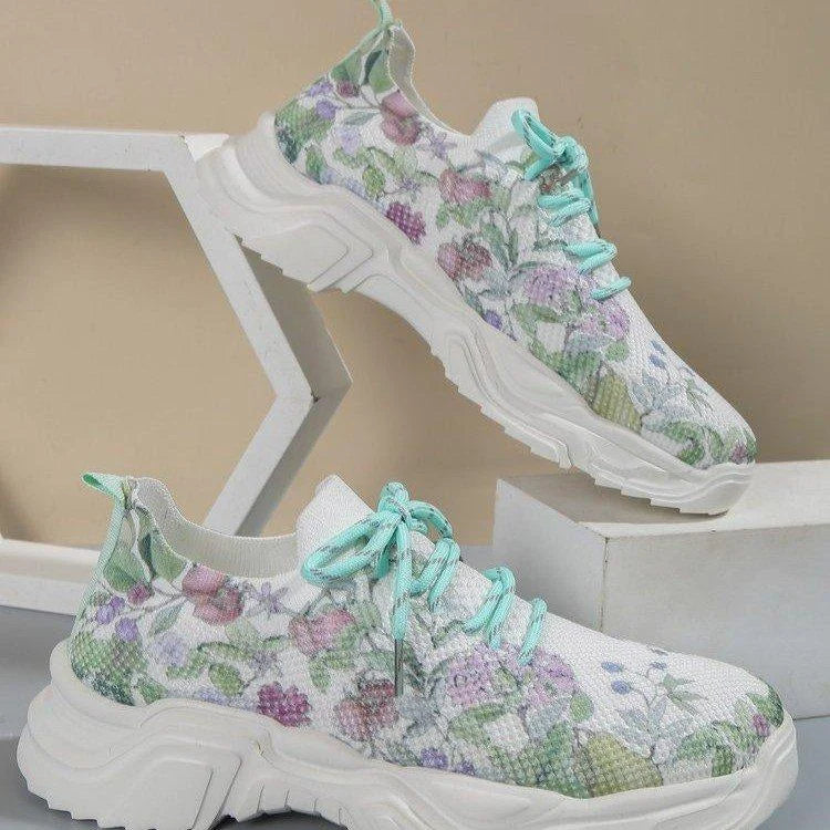 Flarin | Atmungsaktive Orthopädische Turnschuhe – Stilvoller Blumendruck für Bequemlichkeit