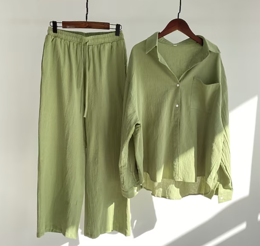 Genvie Leinen-Set Damen | Sommerliches, Luftiges Ensemble für Stil und Komfort