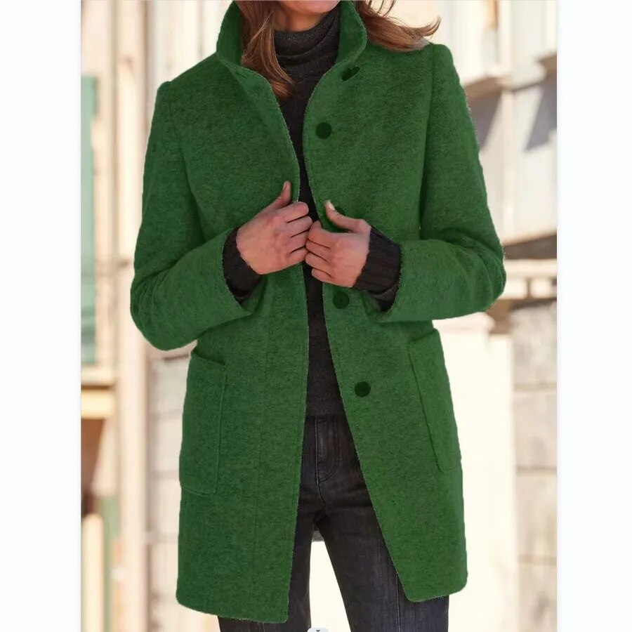 Donnesdia | Eleganter Wollmantel mit Knopfverschluss für Damen – Perfekt für die kalte Jahreszeit
