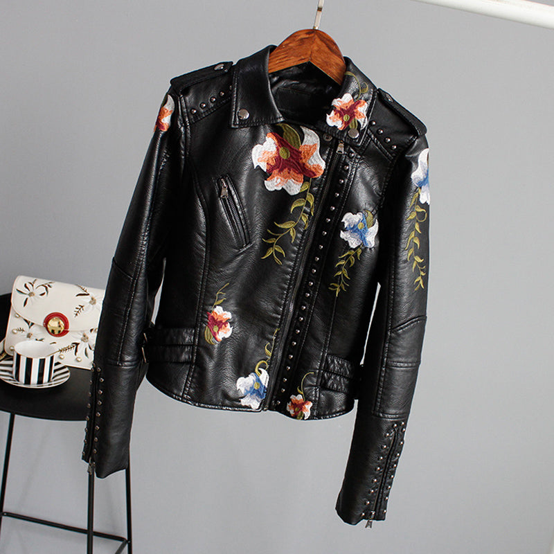 Bonda | Handgefertigte Blumenmuster-Lederjacke – Einzigartiger Stil Für modische Frauen