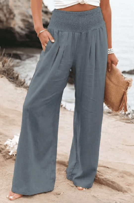 Midio | Hochtaillierte Damenhose aus Baumwolle und Leinen - Bequemer & Stilvoller Look