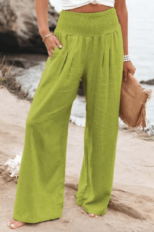 Midio | Hochtaillierte Damenhose aus Baumwolle und Leinen - Bequemer & Stilvoller Look