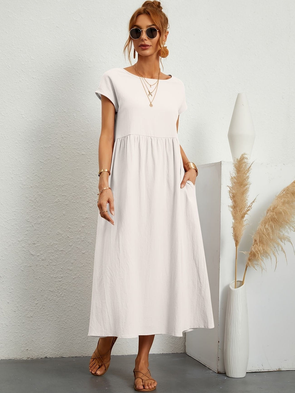 Camell | Rundhalsausschnitt Kleid – Elegantes Design für Damen