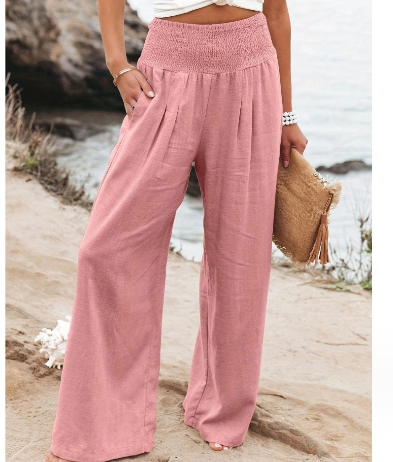 Midio | Hochtaillierte Damenhose aus Baumwolle und Leinen - Bequemer & Stilvoller Look