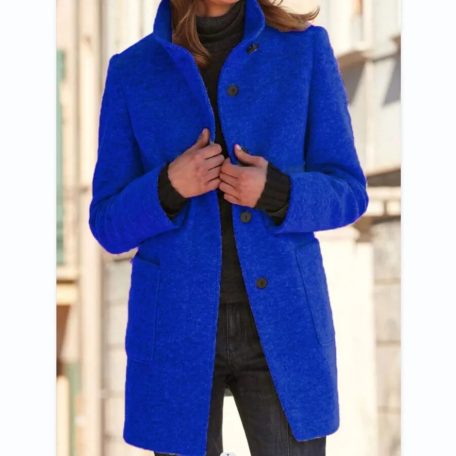 Donnesdia | Eleganter Wollmantel mit Knopfverschluss für Damen – Perfekt für die kalte Jahreszeit