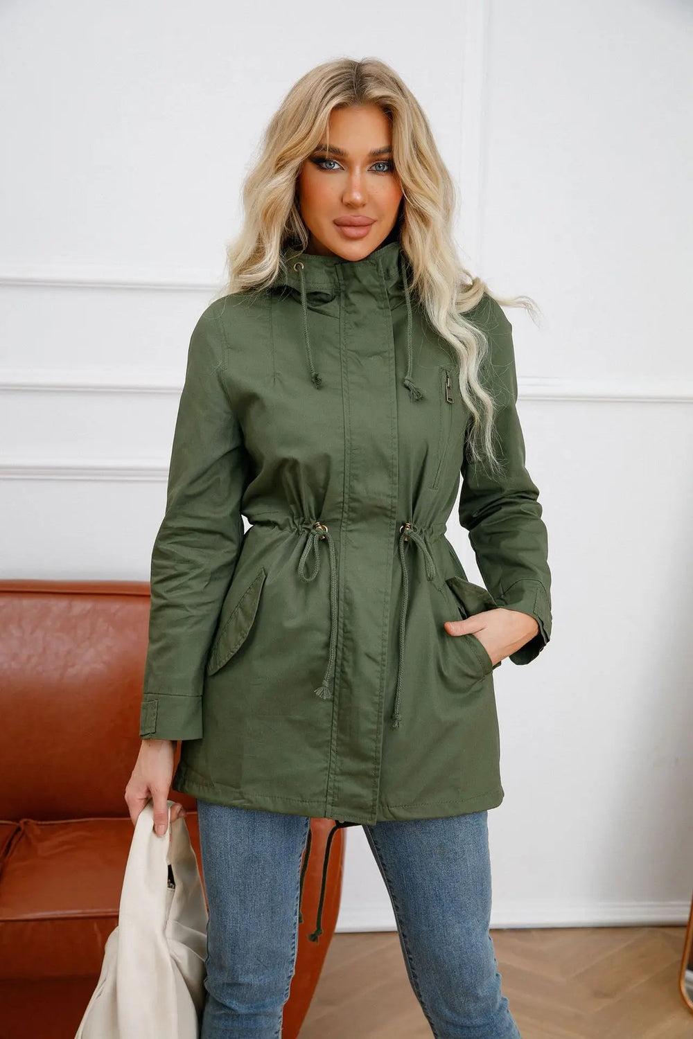 Dimande | Damen-Windjacke mit Kordelzug und Reißverschluss – Perfekt für wechselhaftes Wetter
