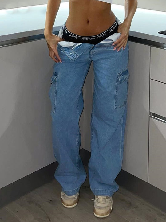 Kozi | High-Waist Cargo-Jeans – Y2K-Stil für moderne Looks