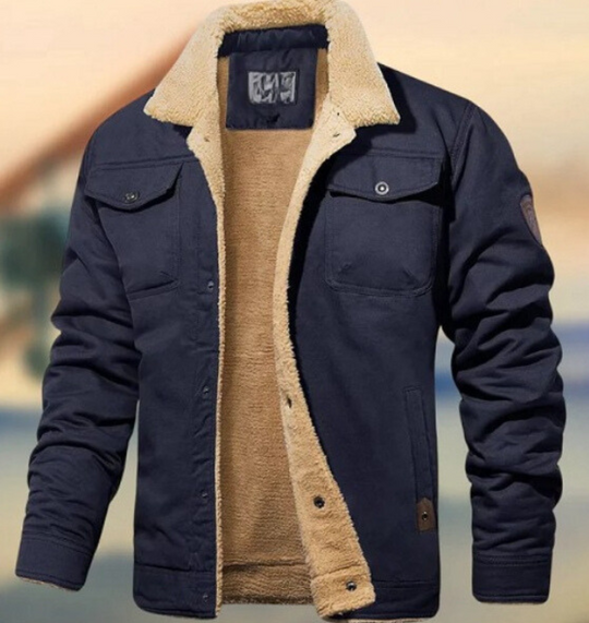Sherdo | Gefütterte Herrenjacke mit Knopfverschluss – Praktische Taschen für den Alltag