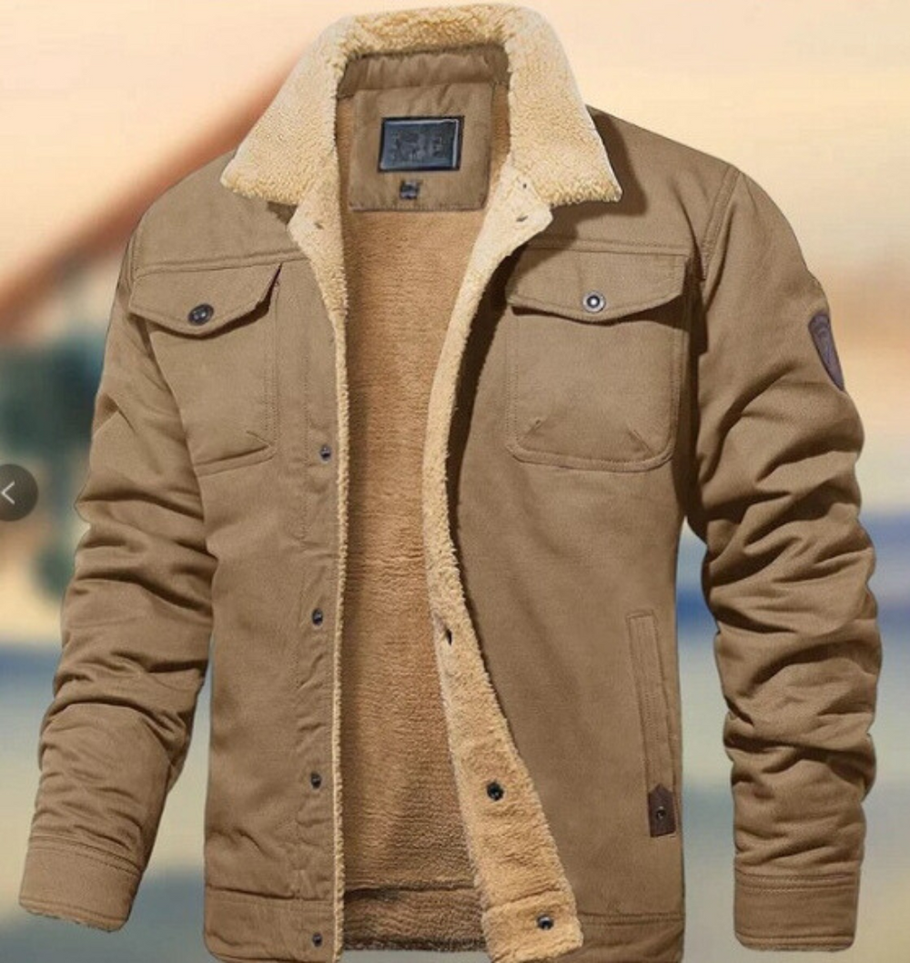 Sherdo | Gefütterte Herrenjacke mit Knopfverschluss – Praktische Taschen für den Alltag