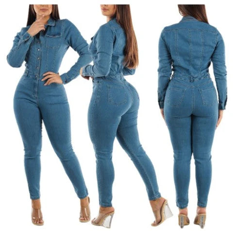 Yasmia | Dunkelgrauer Denim-Overall – Stilvoll und lässig für jeden Tag