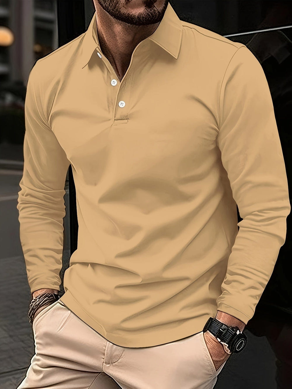 Denavio | Elegantes Langarm-Poloshirt für Herren
