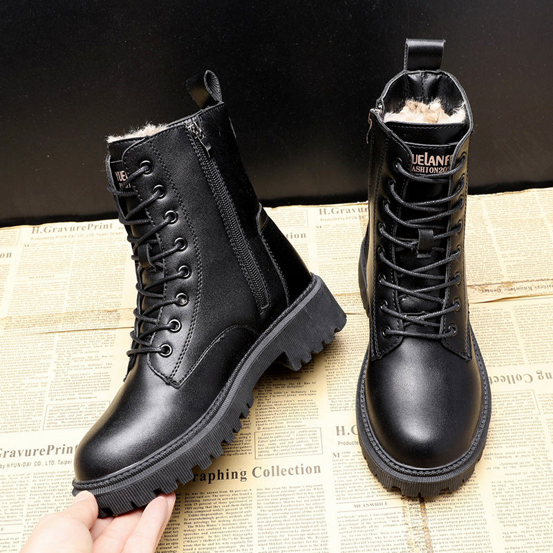 Allin | Schwarze Leder-Winterstiefel – Damen Stiefel für Kalte Tage