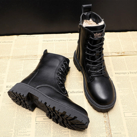 Allin | Schwarze Leder-Winterstiefel – Damen Stiefel für Kalte Tage