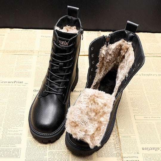 Allin | Schwarze Leder-Winterstiefel – Damen Stiefel für Kalte Tage