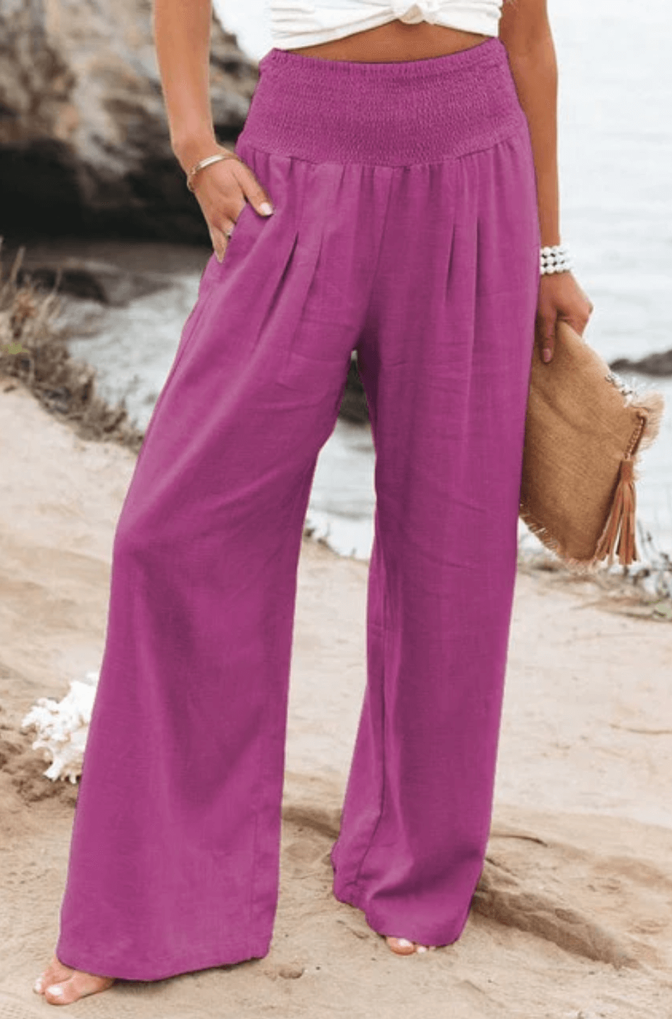 Midio | Hochtaillierte Damenhose aus Baumwolle und Leinen - Bequemer & Stilvoller Look