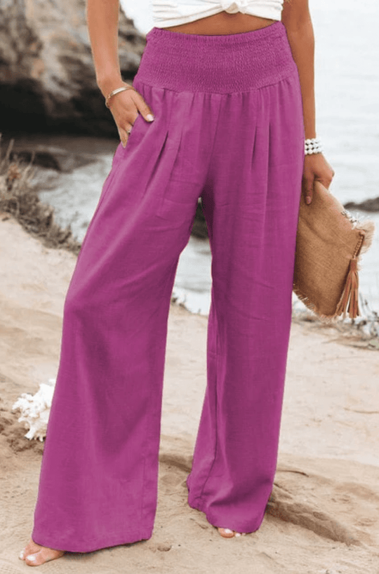Midio | Hochtaillierte Damenhose aus Baumwolle und Leinen - Bequemer & Stilvoller Look