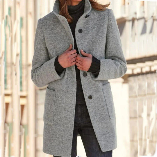 Donnesdia | Eleganter Wollmantel mit Knopfverschluss für Damen – Perfekt für die kalte Jahreszeit