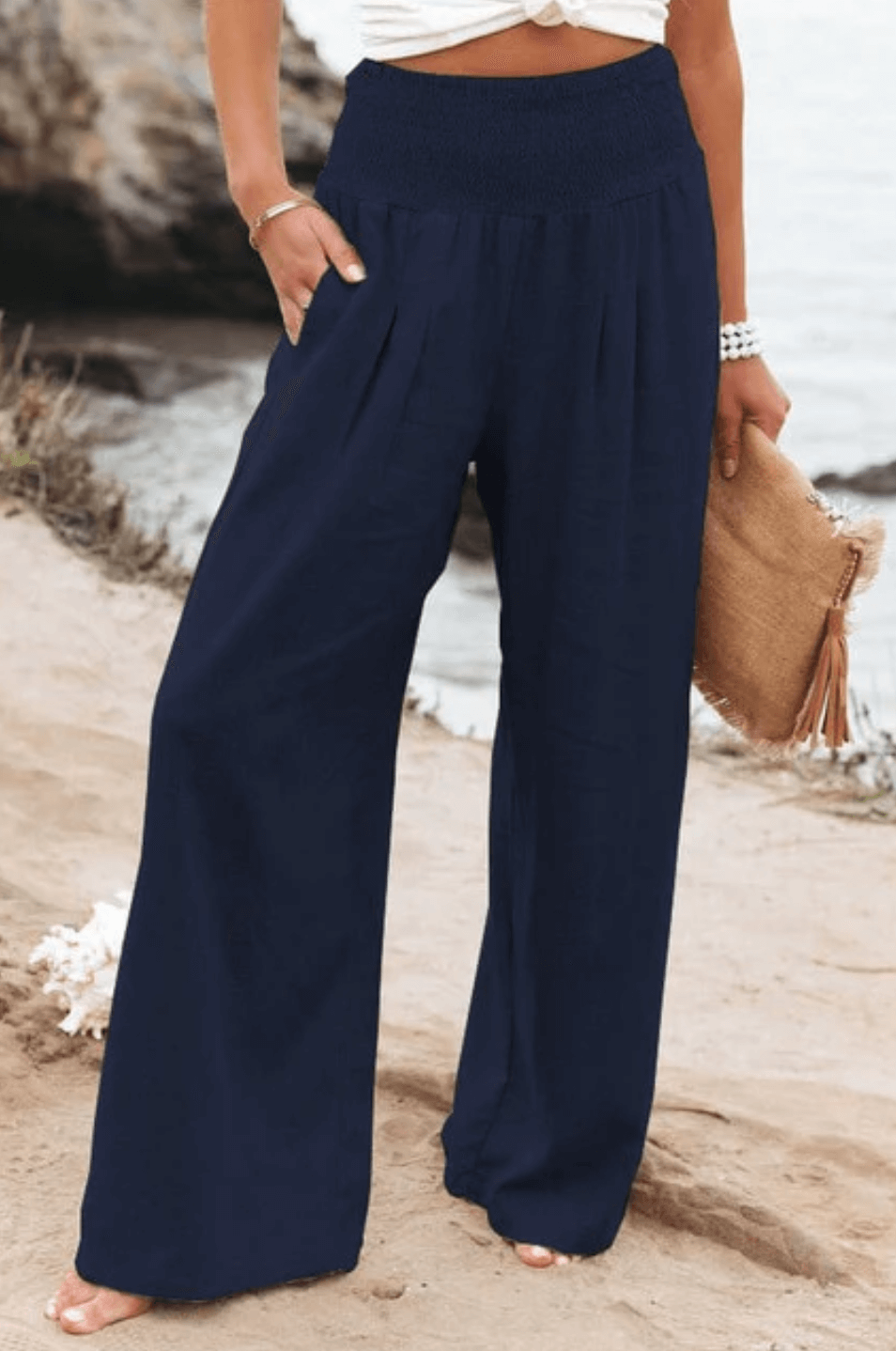 Midio | Hochtaillierte Damenhose aus Baumwolle und Leinen - Bequemer & Stilvoller Look