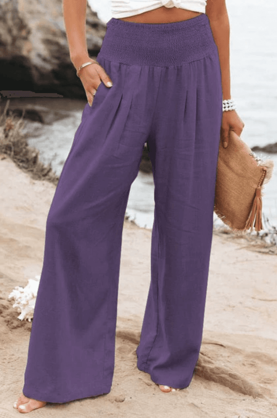 Midio | Hochtaillierte Damenhose aus Baumwolle und Leinen - Bequemer & Stilvoller Look