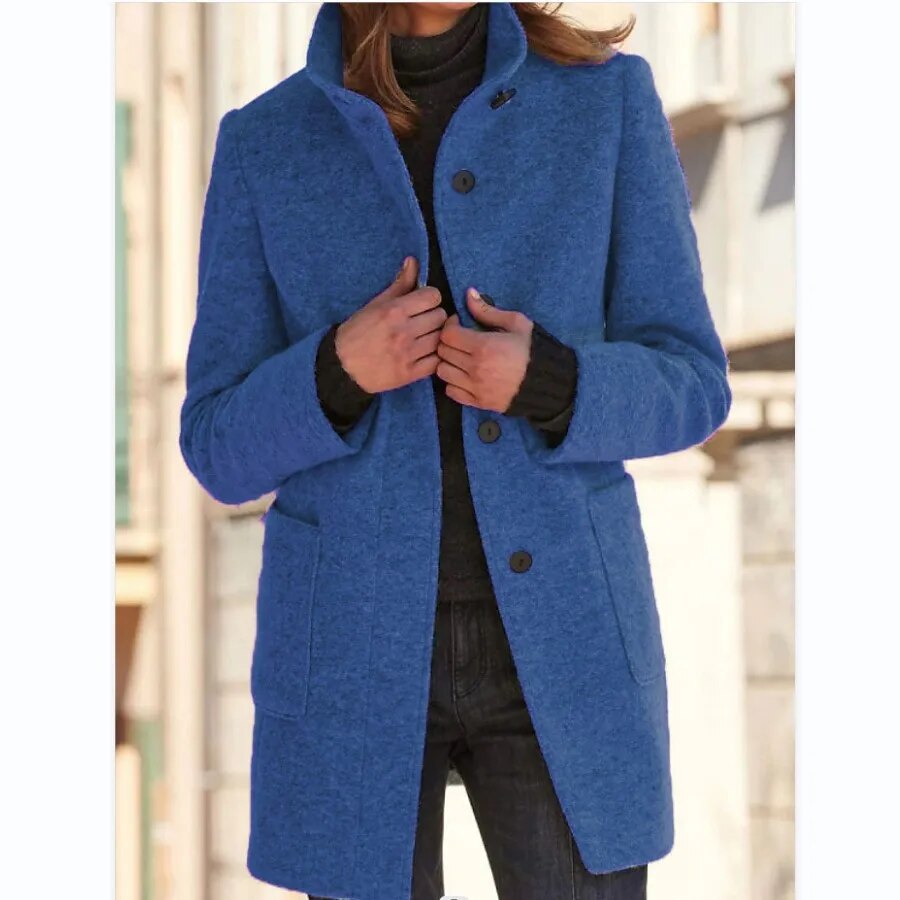 Donnesdia | Eleganter Wollmantel mit Knopfverschluss für Damen – Perfekt für die kalte Jahreszeit