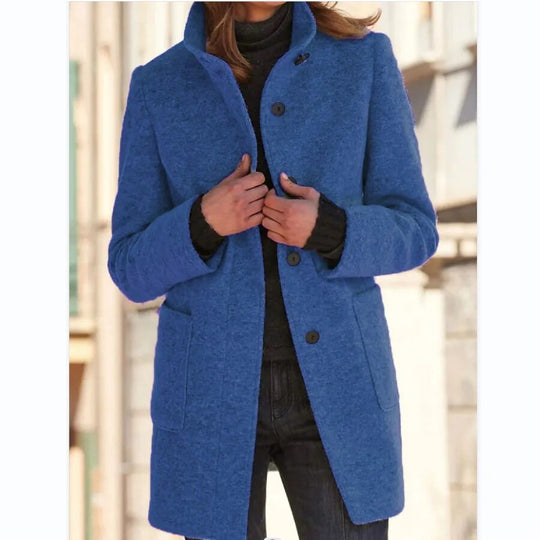 Donnesdia | Eleganter Wollmantel mit Knopfverschluss für Damen – Perfekt für die kalte Jahreszeit